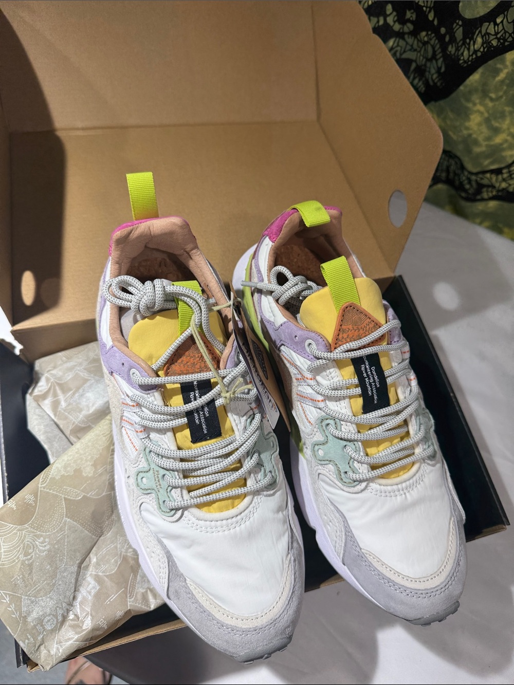 Flower Mountain Yamano 3 Women's Sneakers Suede Nylon Light Lilac White - Picture 6 of 10